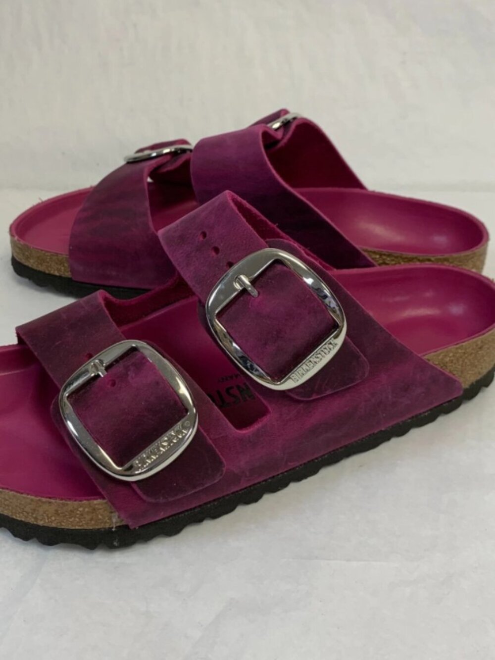 Birkenstock Arizona Big Buckle Fuchsia Oiled Leather Exquisite Footbed Regular - Picture 3 of 5